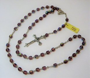 ROSARIO CRISTAL MORADO IRISADO FACETADO