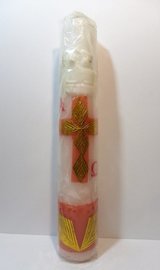 VELA DE BAUTIZO CON CRUZ ROJA