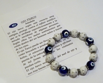 PULSERA OJO TURCO BLANCA Y AZUL PULSERA OJO TURCO BLANCA Y AZUL