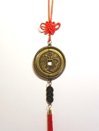 COLGANTE FENG SHUI MONEDA CON PAREJA CELESTIAL